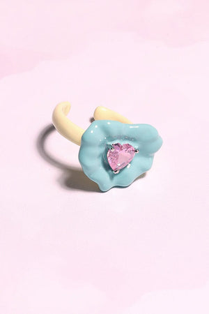 Lilypad Love Painted Crystal Stacking Ring