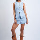 Liora Light Denim Vest Style Top & Wide Shorts Set Clothing Sky to Moon 
