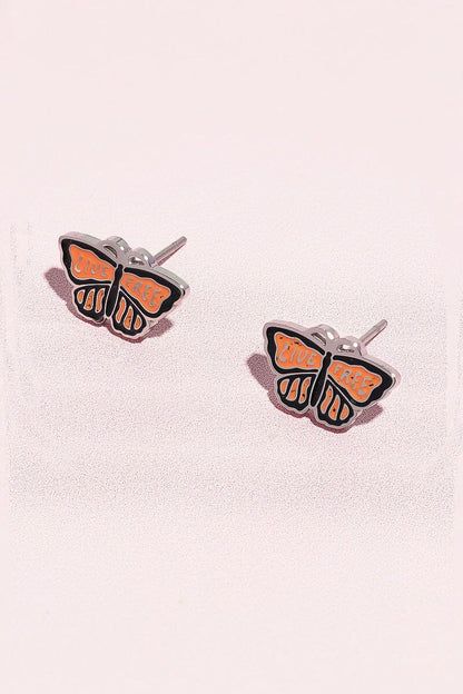 Live Free Butterfly Enamel Charm Stud Earrings Earrings mure + grand Silver 