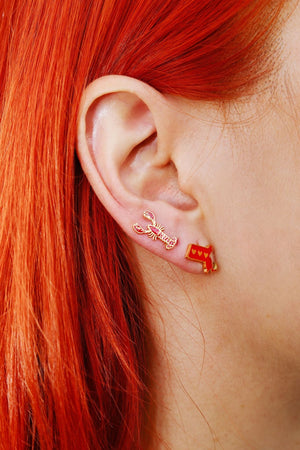 Lobsta Roll Enamel Charm Stud Earrings