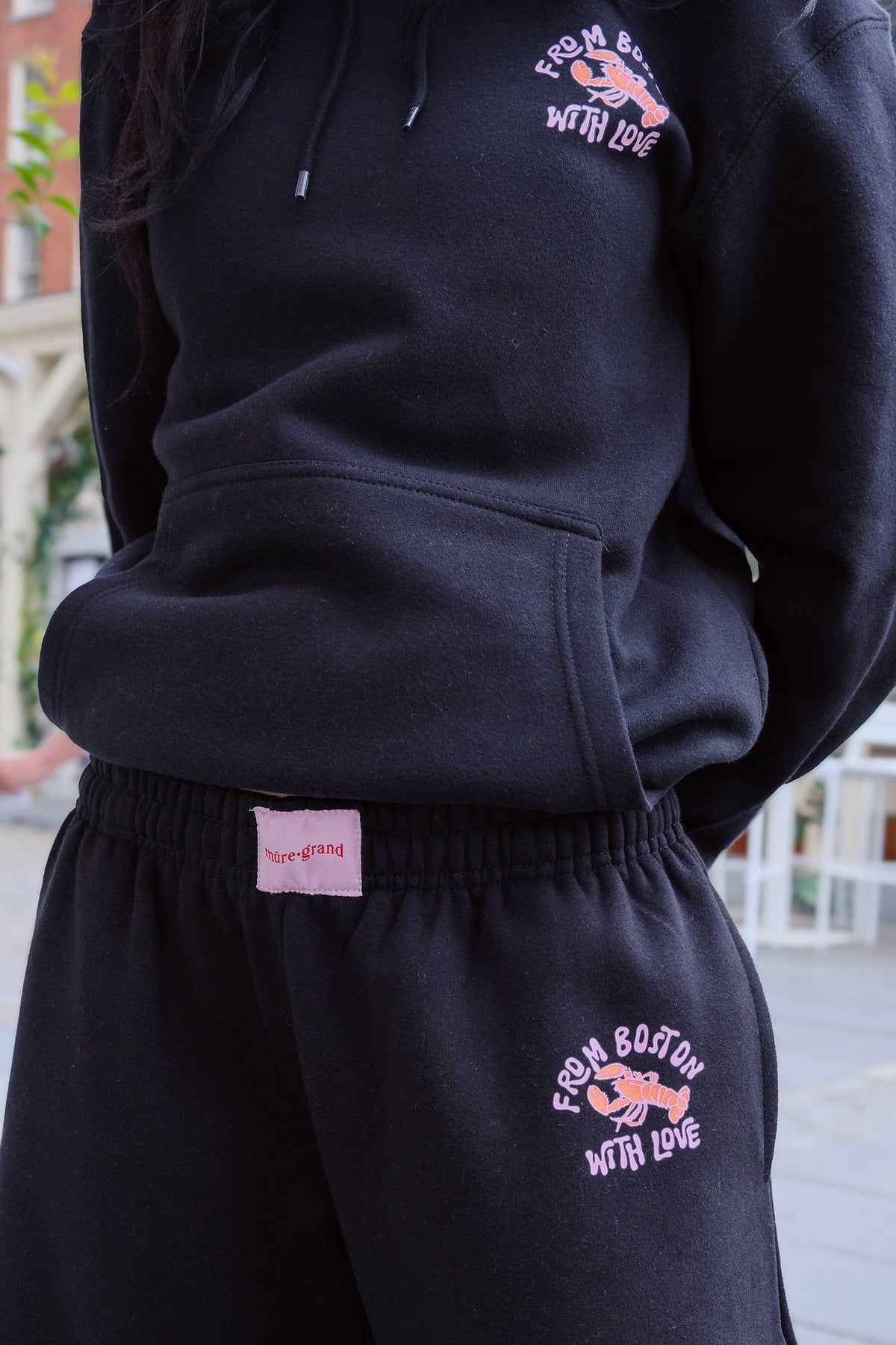 Love Me Like I Love Boston Crop Graphic Hoodie - Black Hoodie mure + grand 