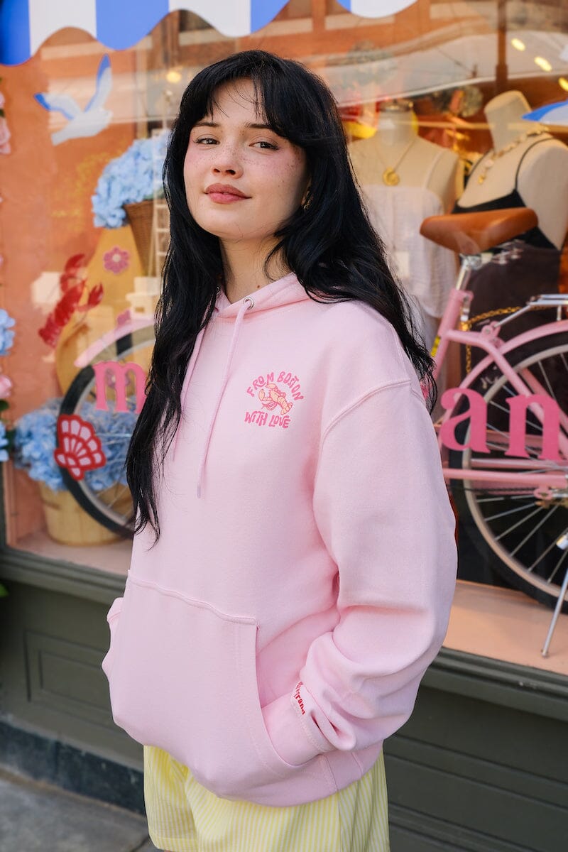 Love Me Like I Love Boston Crop Graphic Hoodie (Pink) Hoodie mure + grand 