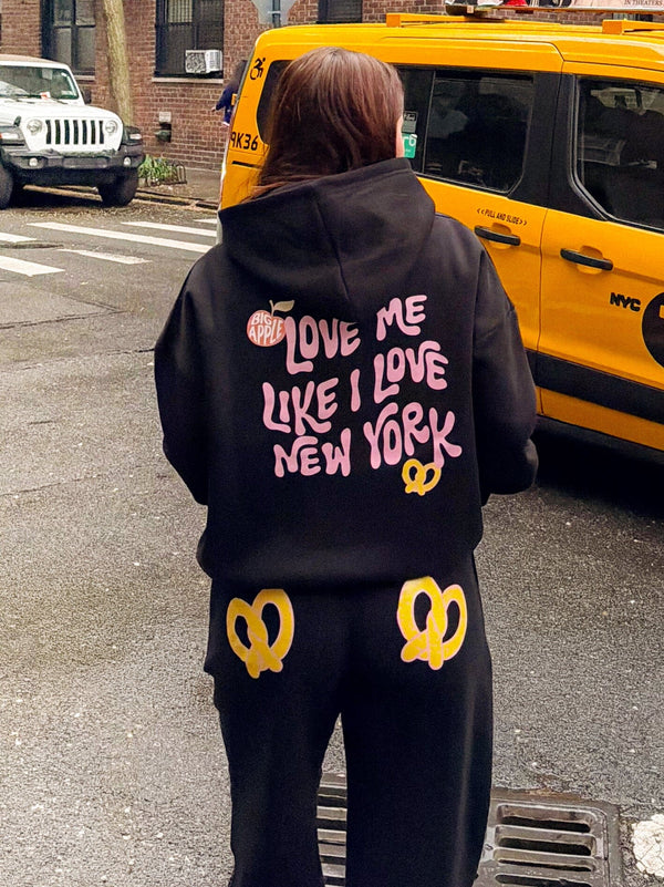 Love Me Like I Love New York Crop Graphic Hoodie (Black) Hoodie mure + grand 