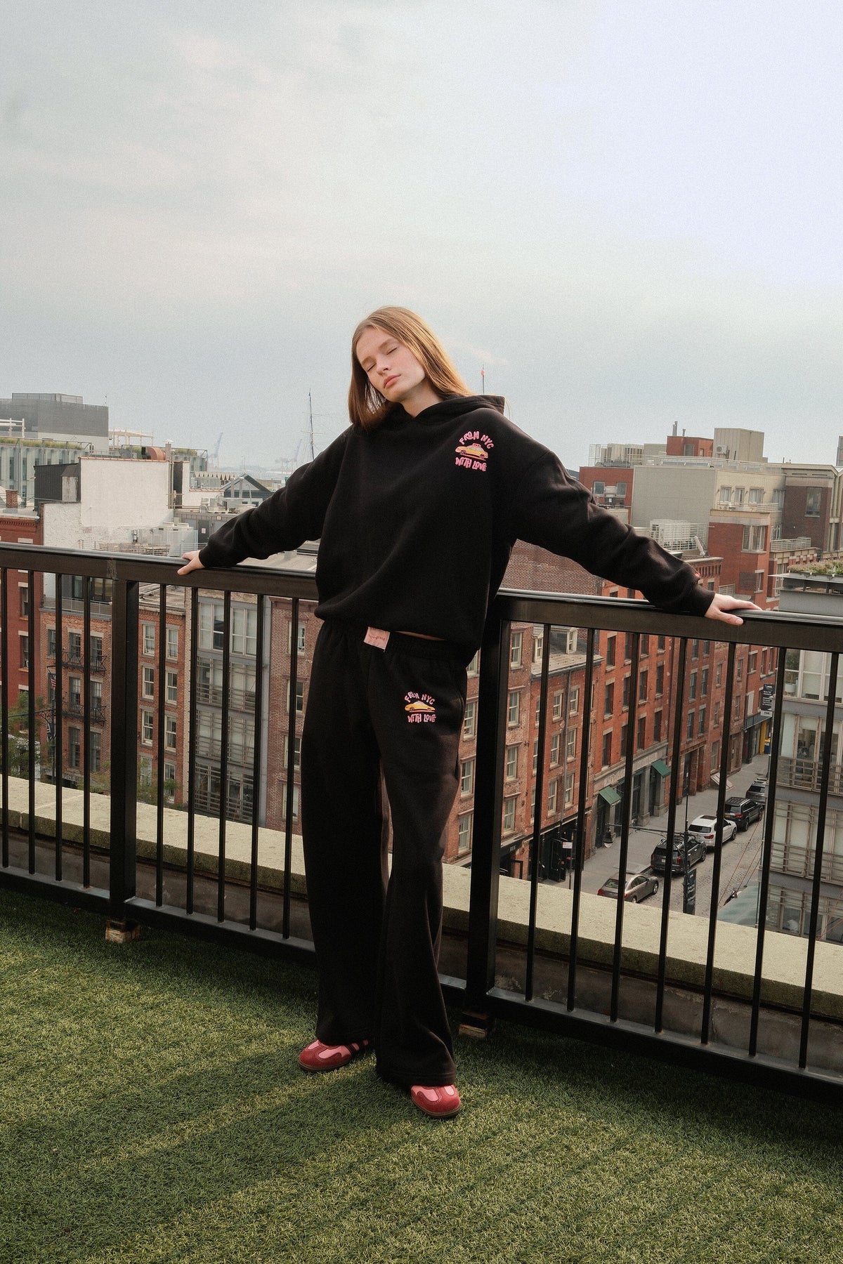 Love Me Like I Love New York Crop Graphic Hoodie Black Hoodie mure + grand 