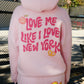 Love Me Like I Love New York Crop Graphic Hoodie mure + grand 