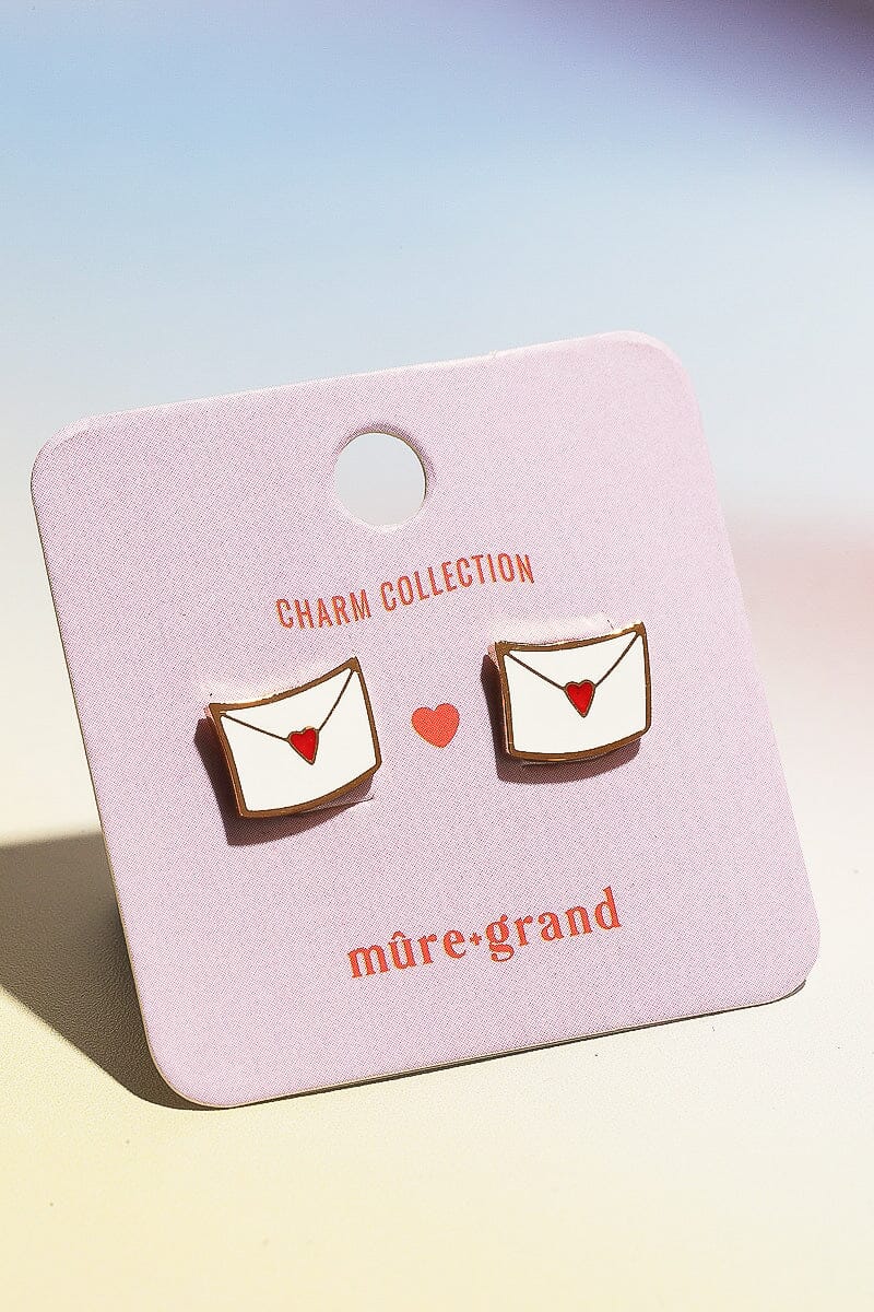 Love Notes Enamel Charm Stud Earrings Earrings mure + grand 