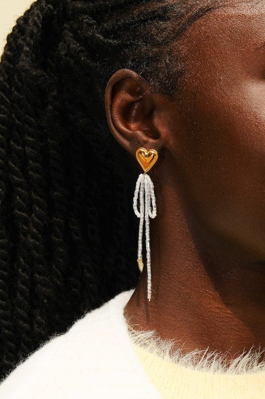Lovely Bow with Beads Statement Earring Earrings mure + grand 