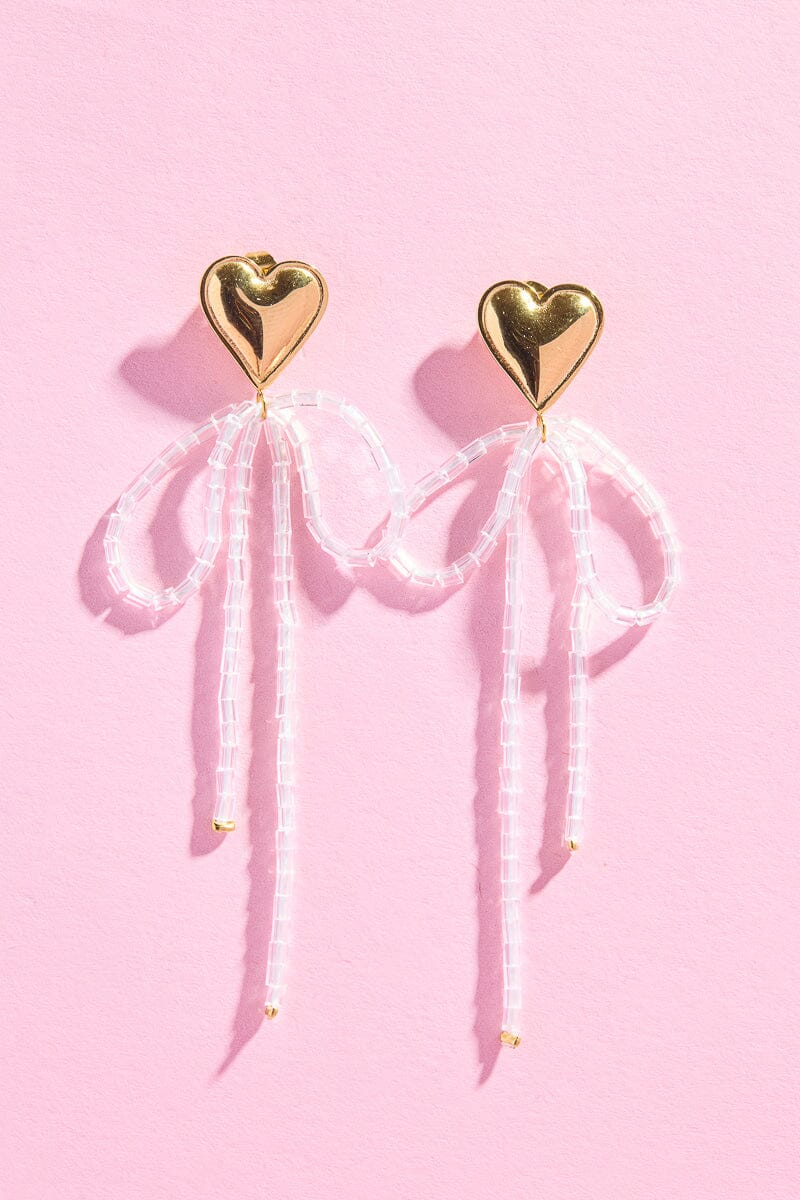 Lovely Bow with Beads Statement Earring Earrings mure + grand 