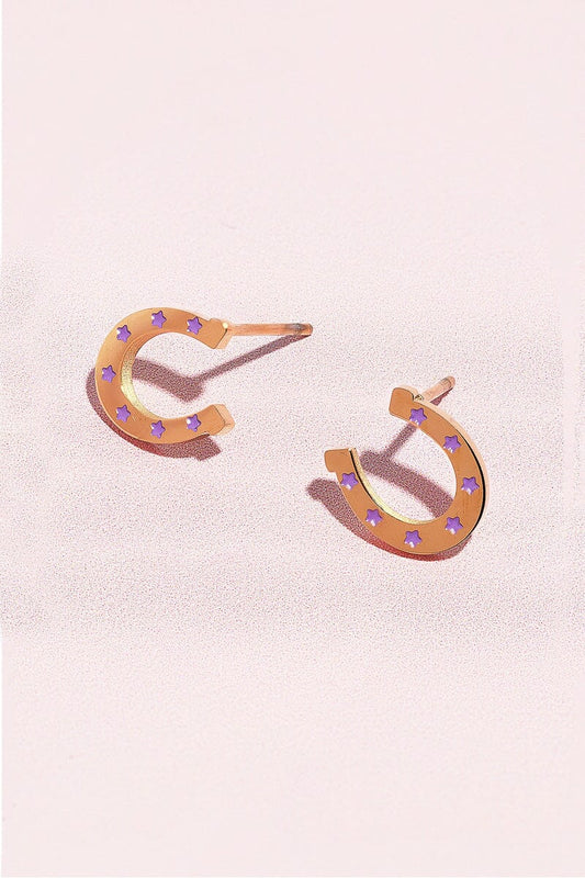 Lucky Horseshoe Enamel Charm Stud Earrings Earrings mure + grand 