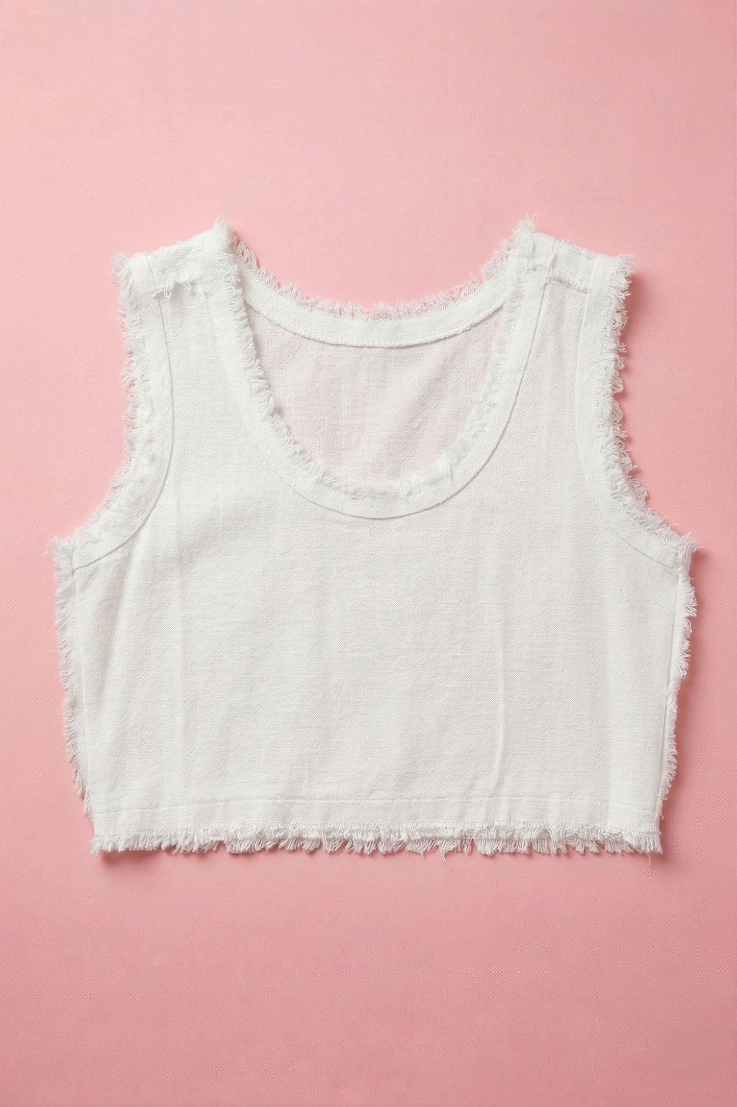 Luna Fringe Edge Tank Top Clothing Mure + Grand White S/M 