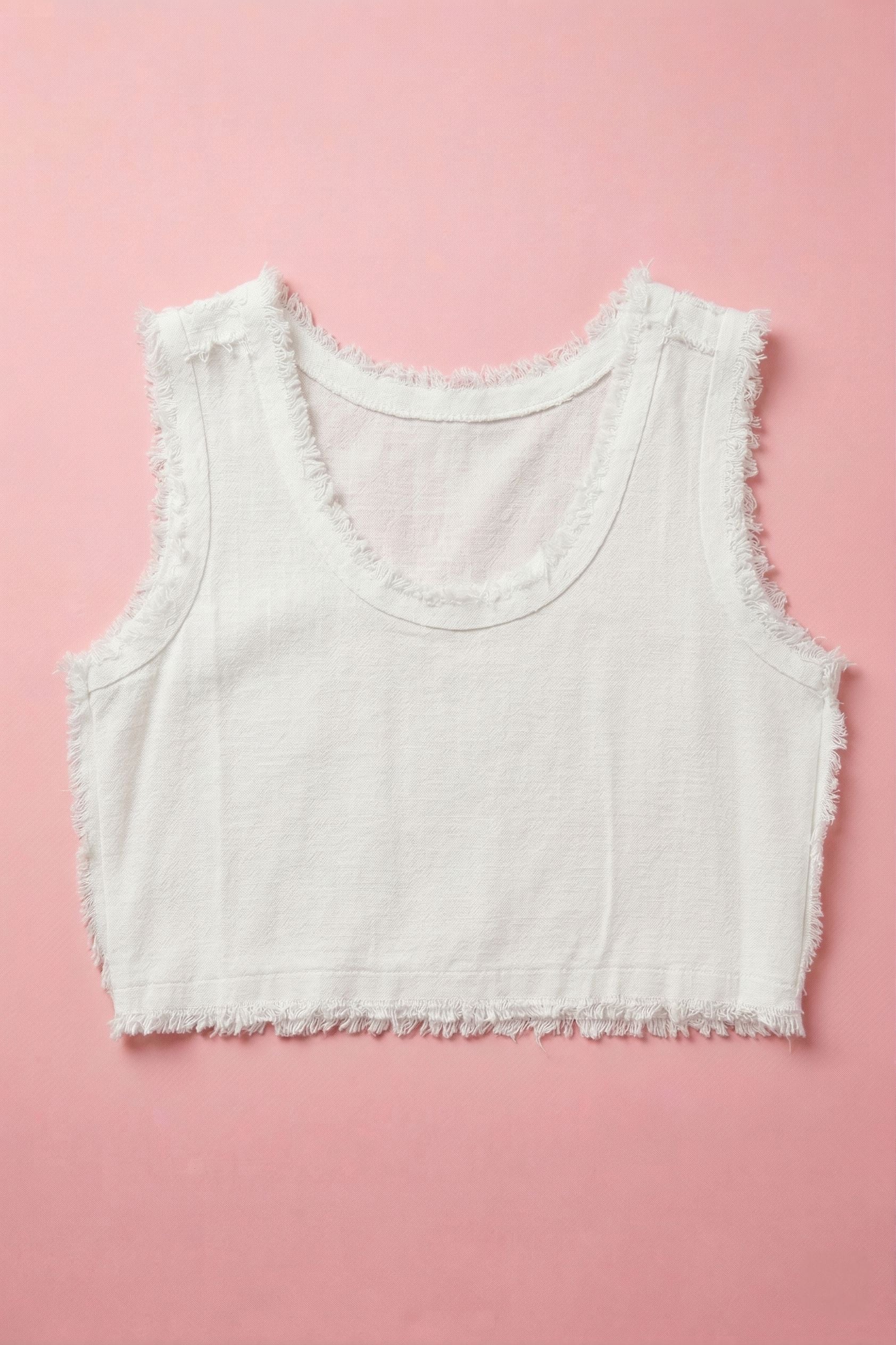 Luna Fringe Edge Tank Top Clothing Mure + Grand White S/M 