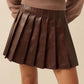 Lyra Pleated Vegan Leather Mini Skirt Clothing Promesa 