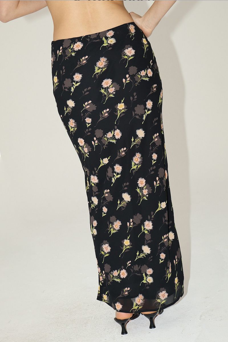 Marigold Floral Maxi Skirt With A Slim Silhouette Clothing Bailey Rose 