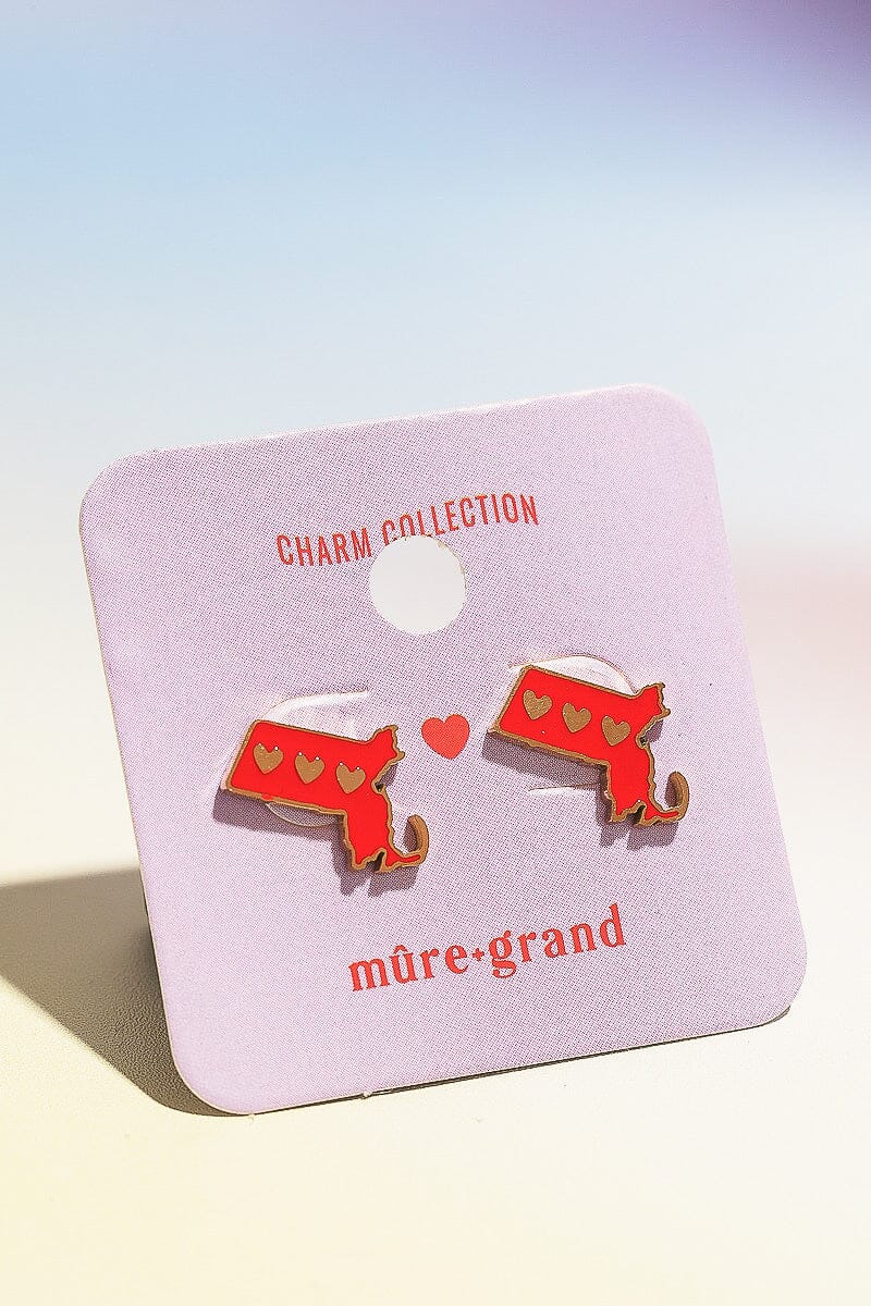 Massachusetts Love Enamel Charm Stud Earrings Earrings mure + grand 