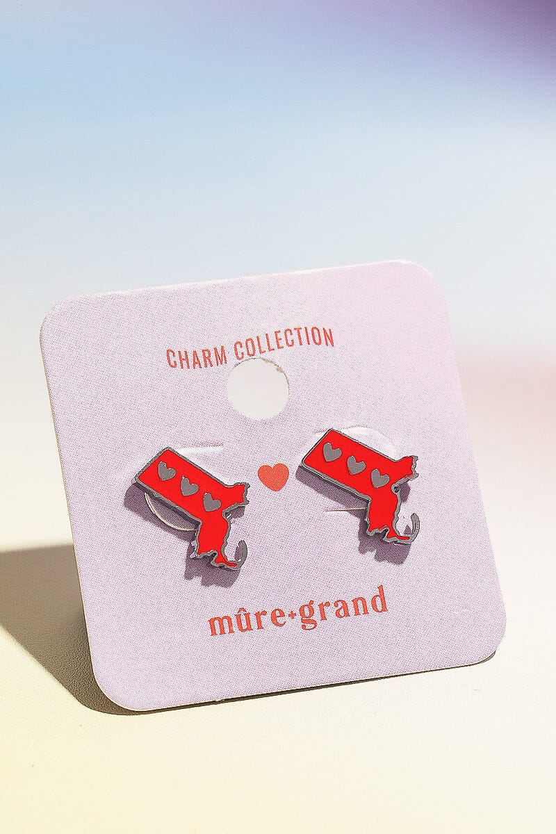 Massachusetts Love Enamel Charm Stud Earrings Earrings mure + grand 