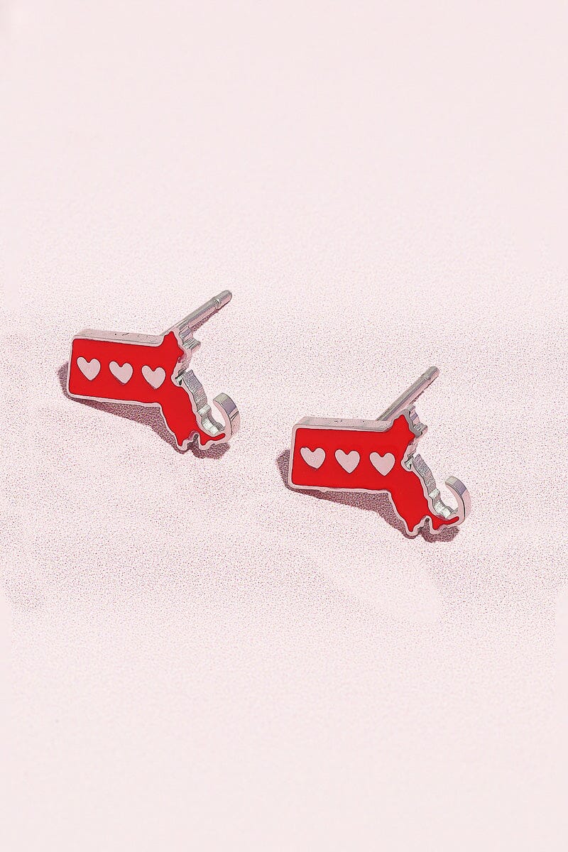 Massachusetts Love Enamel Charm Stud Earrings Earrings mure + grand Silver 