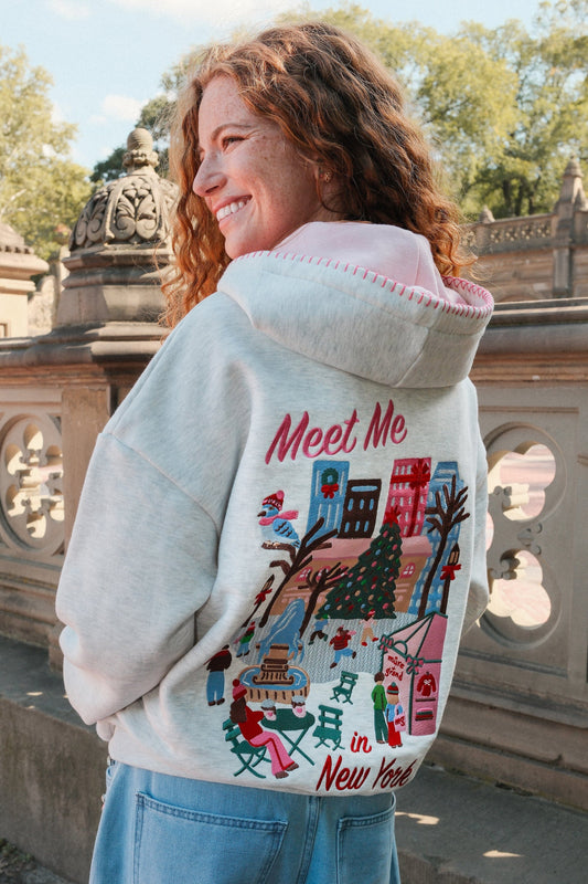 Meet Me in New York Embroidered Crop Hoodie Hoodie mure + grand 