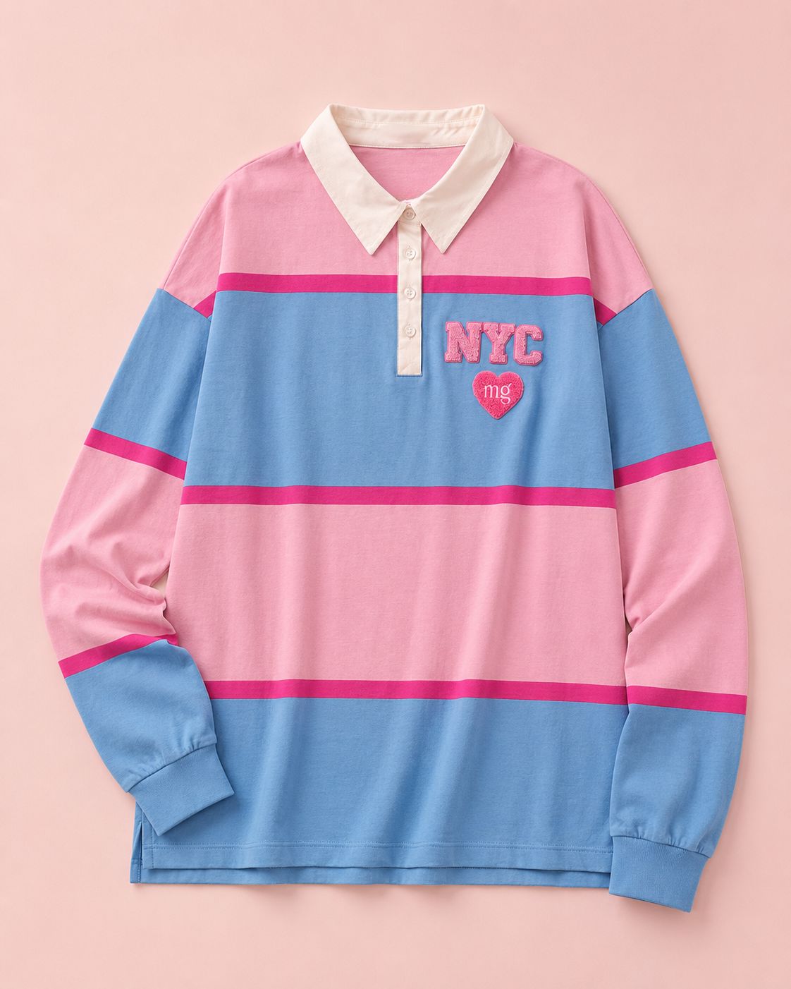 M+G NYC Stripe Rugby Shirt (Pink + Blue) shirt mure + grand 