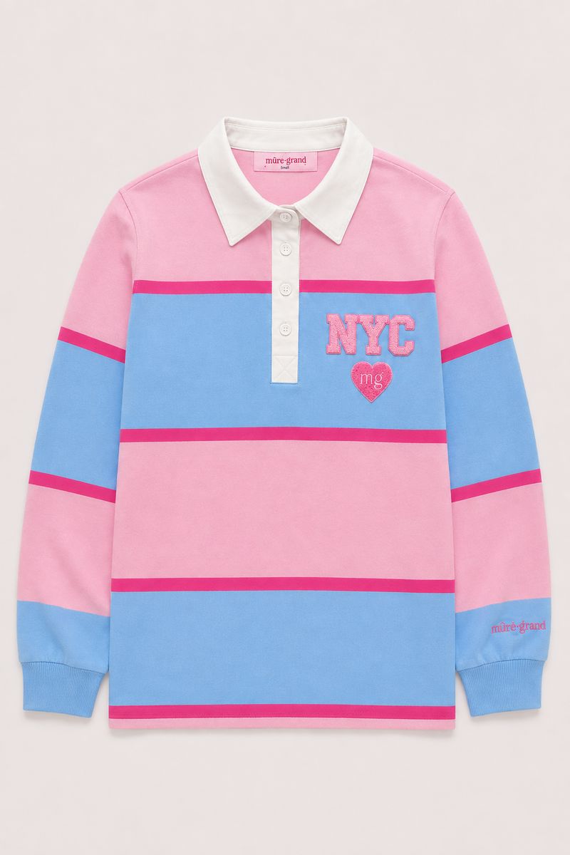 M+G NYC Stripe Rugby Shirt (Pink + Blue) shirt mure + grand 
