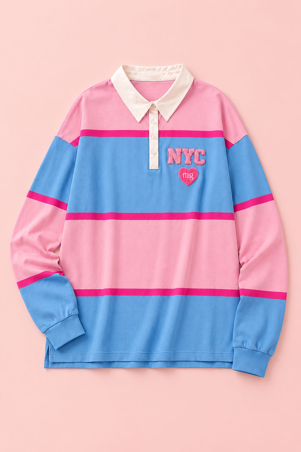 M+G NYC Stripe Rugby Shirt (Pink + Blue) shirt mure + grand 