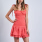 Miara Smocked Body Ruffle Mini Dress Clothing Sky to Moon 