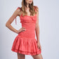 Miara Smocked Body Ruffle Mini Dress Clothing Sky to Moon 