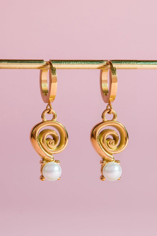 Mini Spiral & Stone Charm Dangle Earrings Earrings mure + grand 