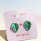 Monstera Leaf Enamel Charm Stud Earrings Earrings mure + grand 