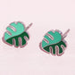 Monstera Leaf Enamel Charm Stud Earrings Earrings mure + grand Silver 