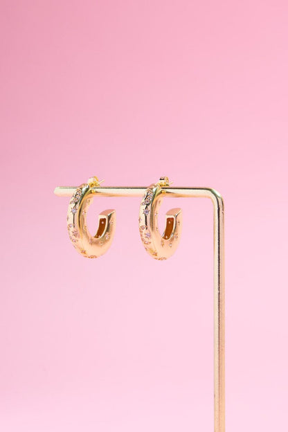 Moon and Stars Dome Hoop Earring Earrings mure + grand Gold 