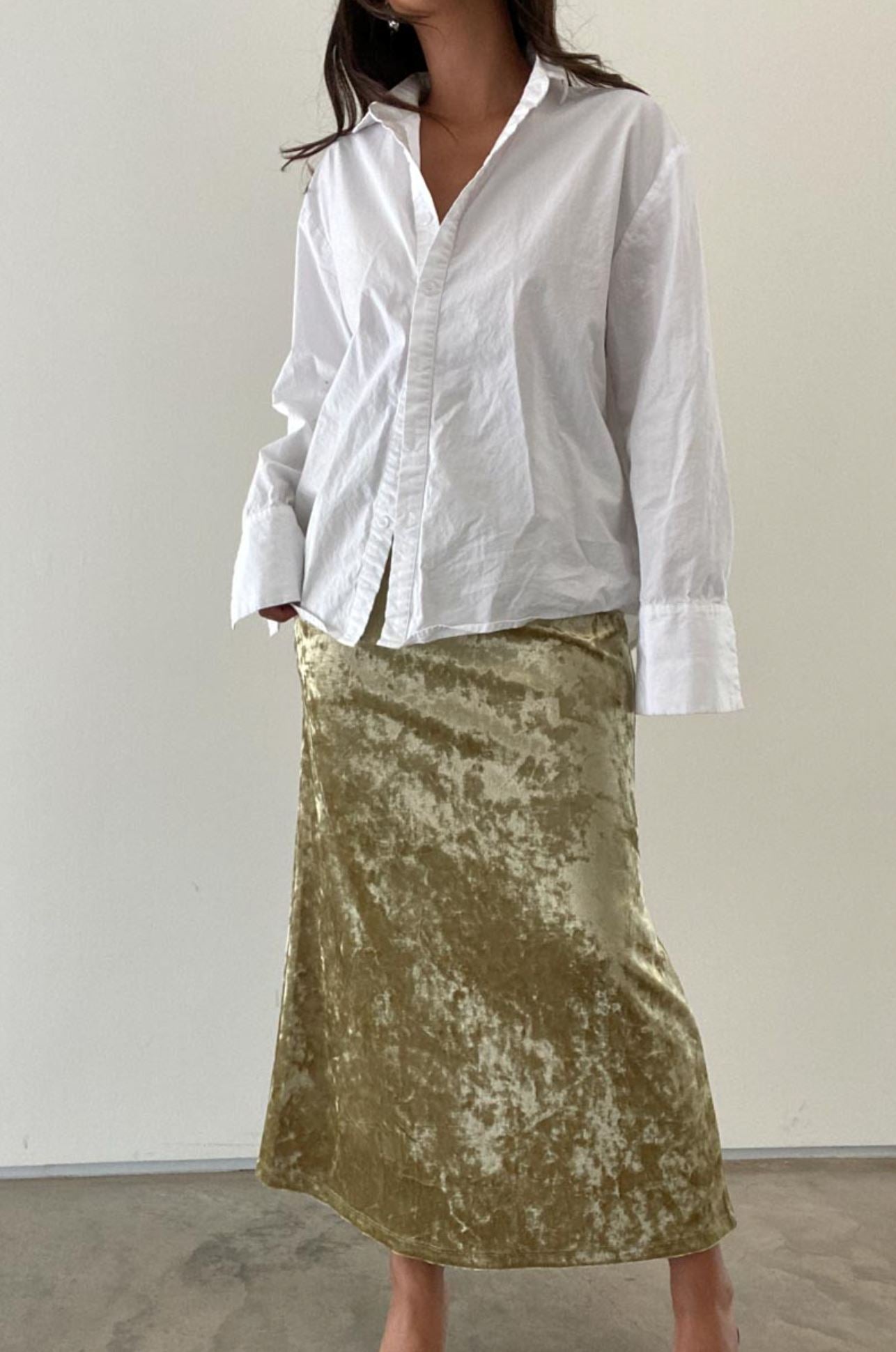 Moss Velvet Midi Skirt Clothing Et Clet 