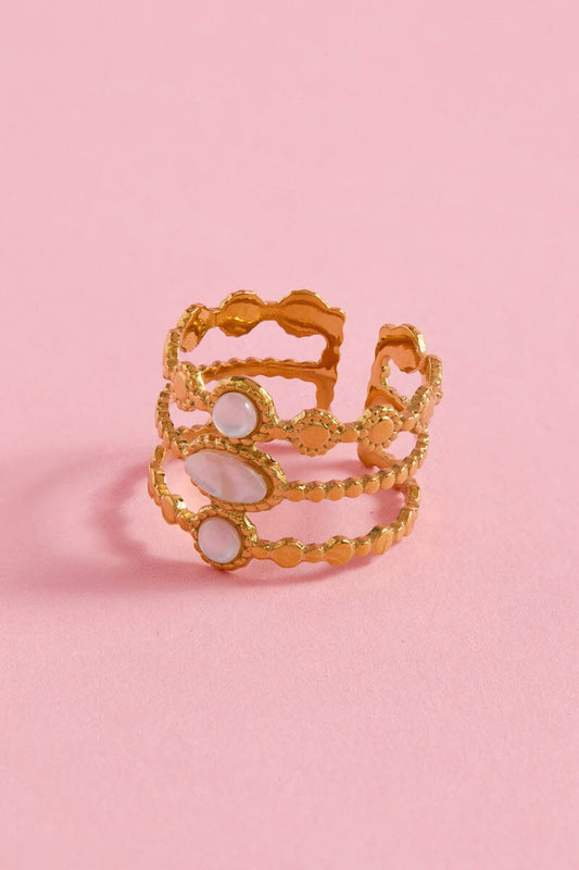 Mother Of Pearl Adjustable Stacking Ring Rings mure + grand 