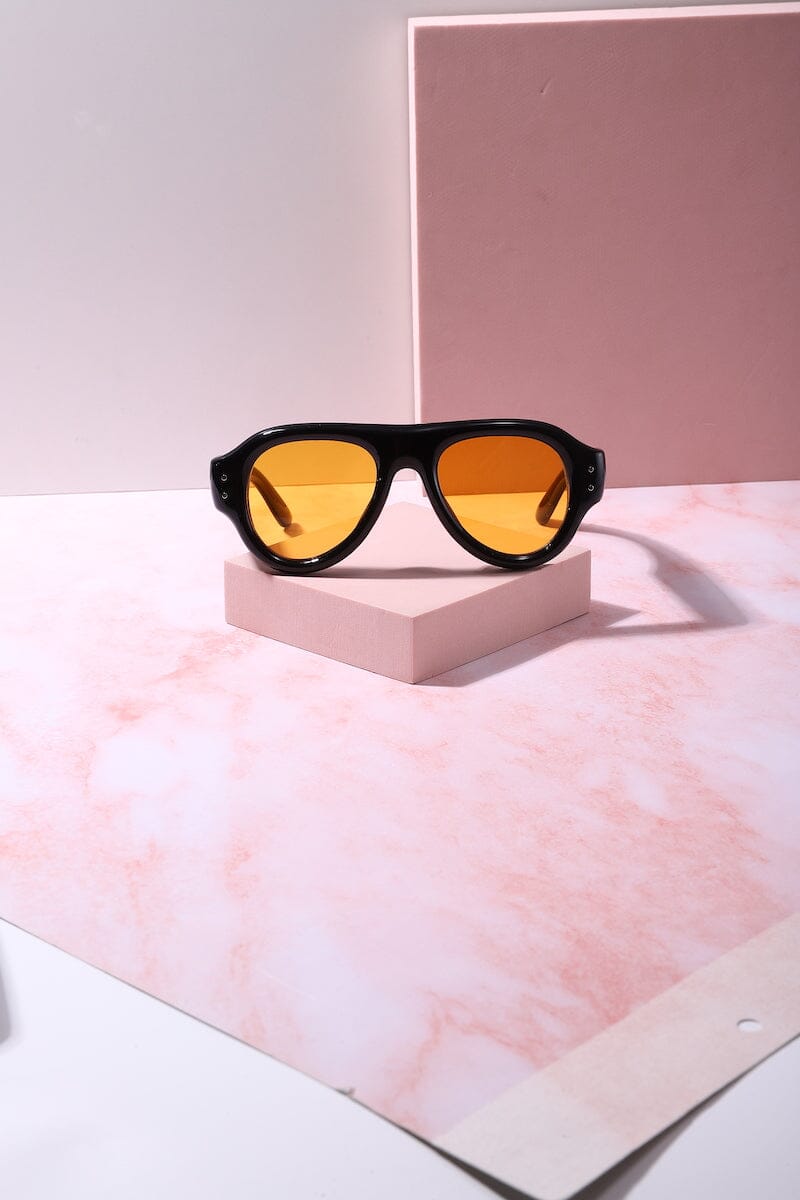 Ms Iconic Oversized Aviator Frame Sunnies Sunglasses mure + grand Black/Orange 