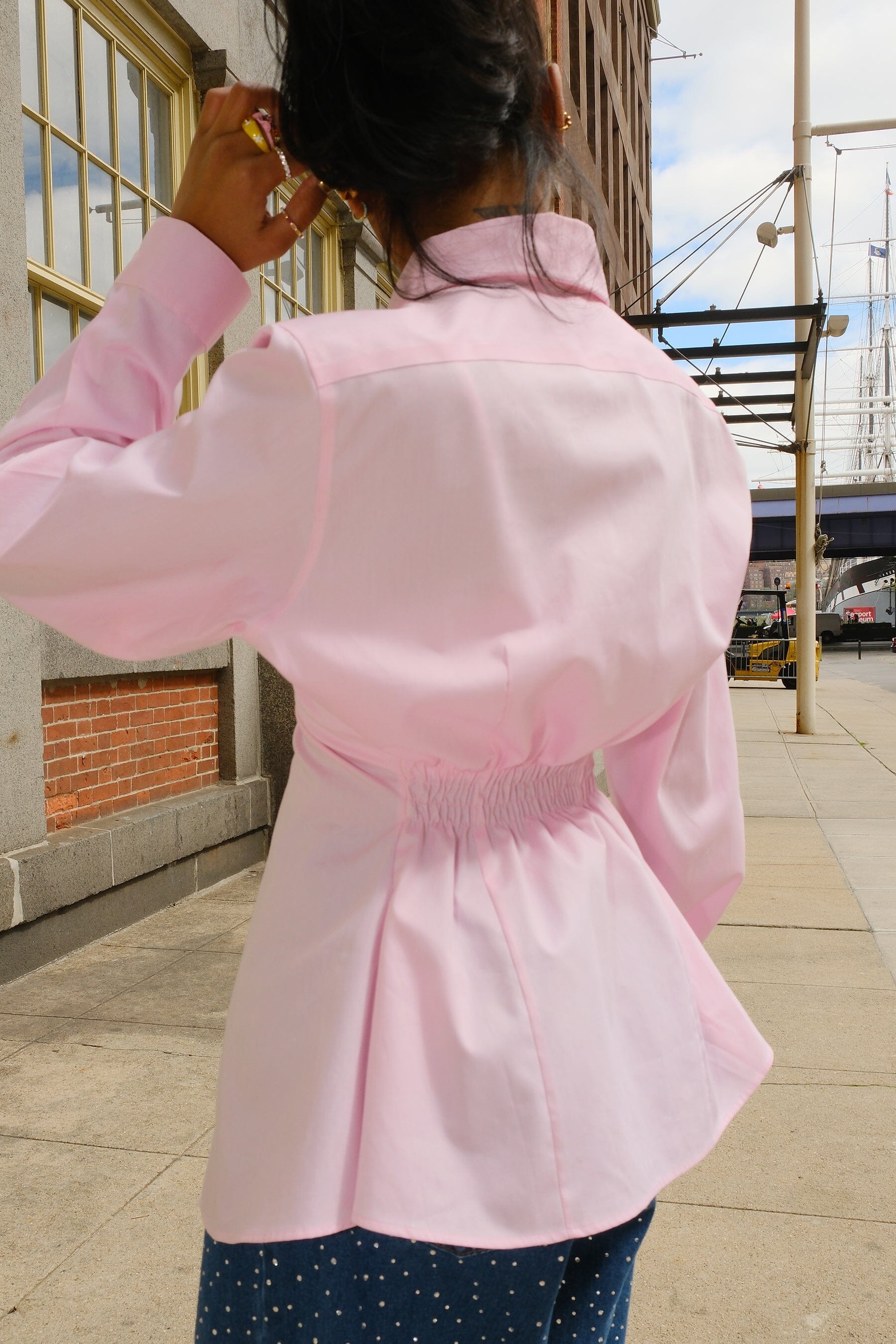 Mure + Grand x Second Thoughts Upcycled Pink Button Down Shirt Top Mure + Grand 