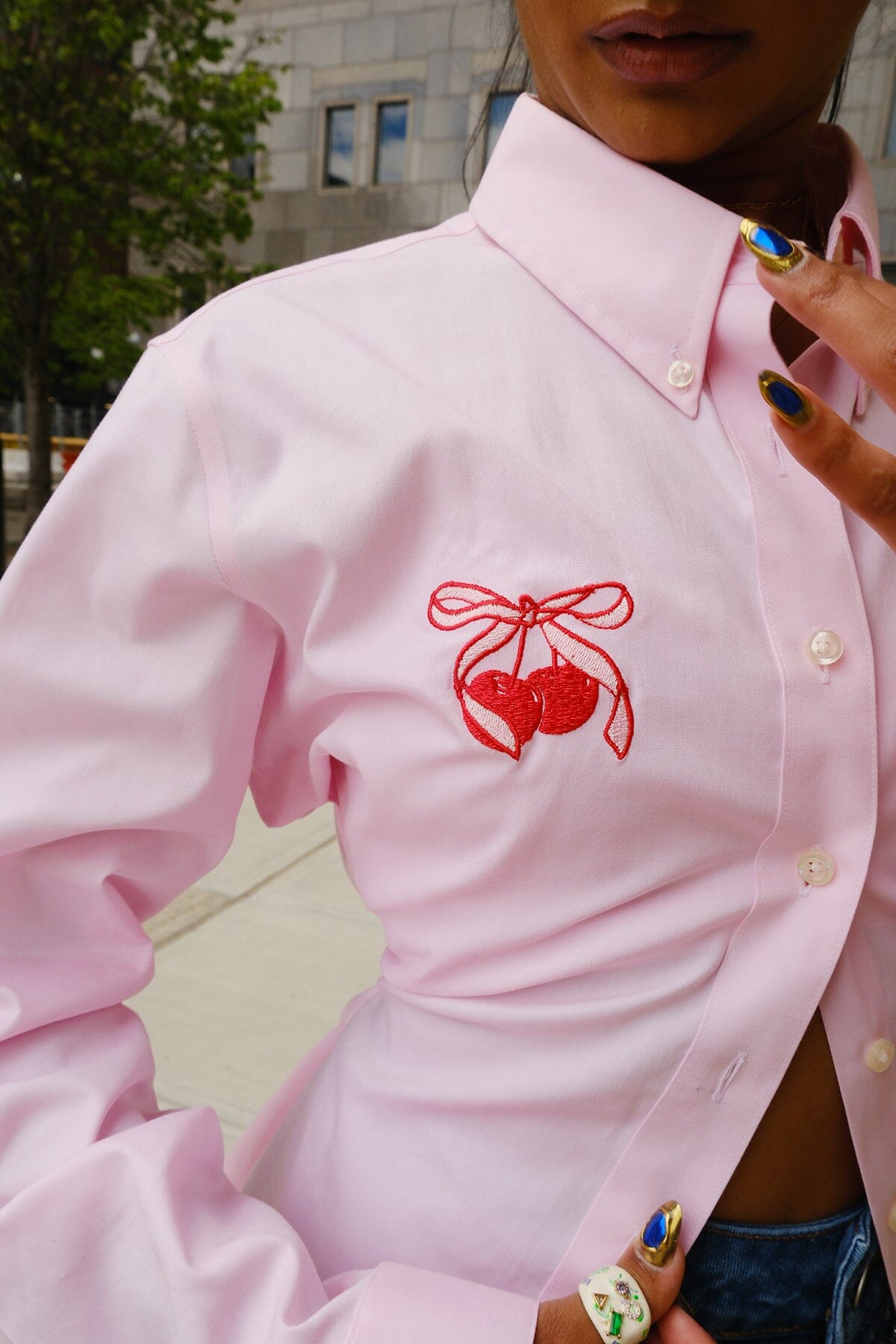 Mure + Grand x Second Thoughts Upcycled Pink Button Down Shirt Top Mure + Grand 