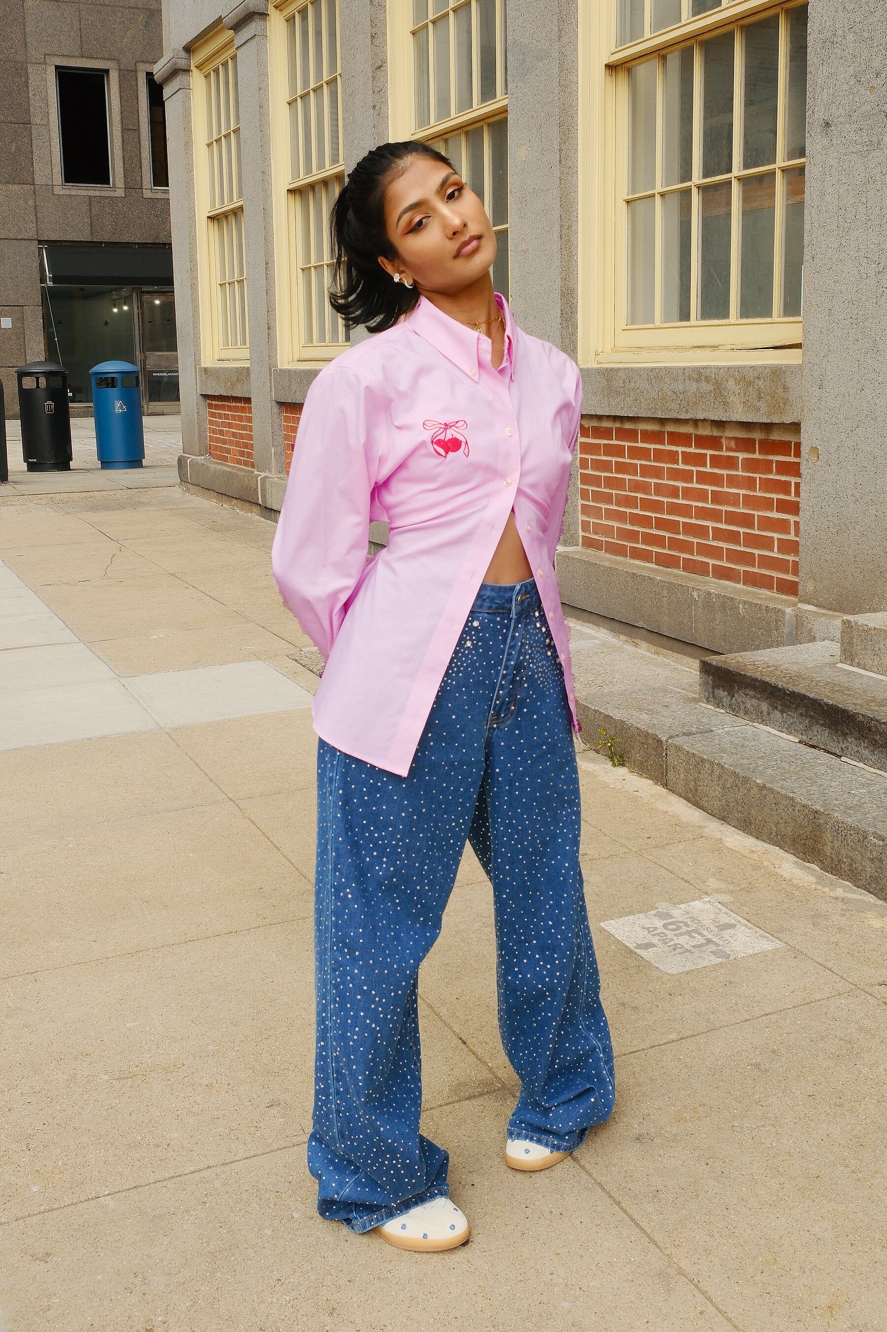 Mure + Grand x Second Thoughts Upcycled Pink Button Down Shirt Top Mure + Grand XS/S 