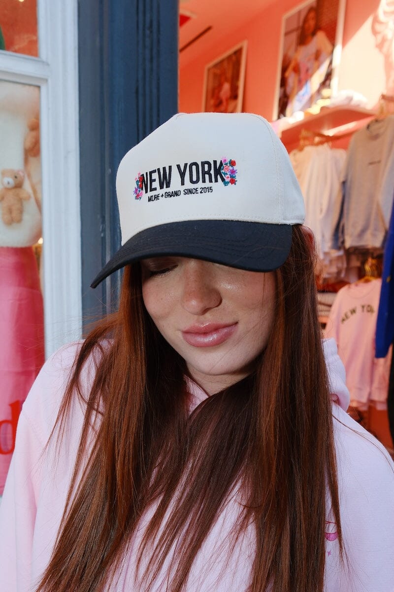 New York Floral Embroidered Dad Hat Hats mure + grand 