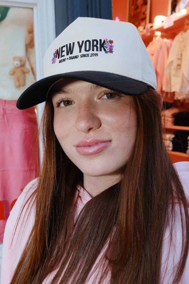 New York Floral Embroidered Dad Hat Hats mure + grand 