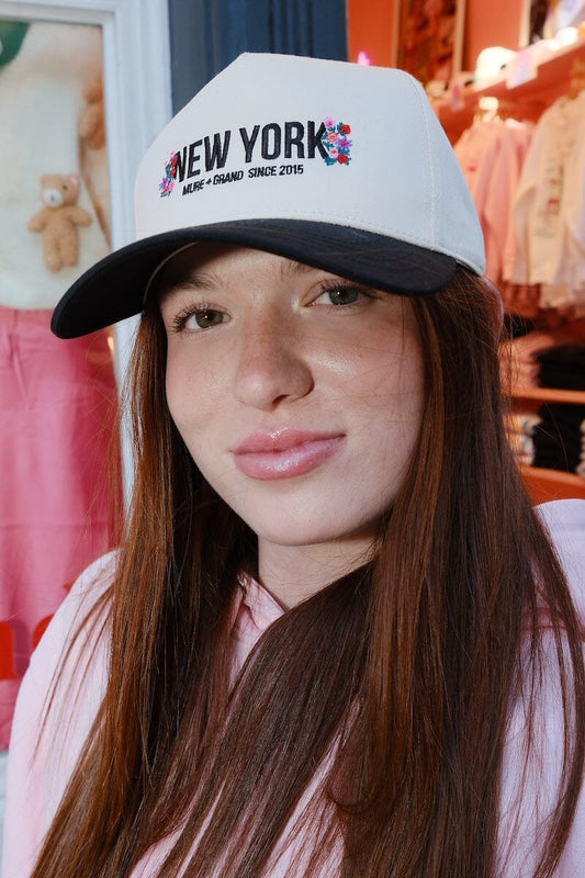 New York Floral Embroidered Dad Hat Hats mure + grand 