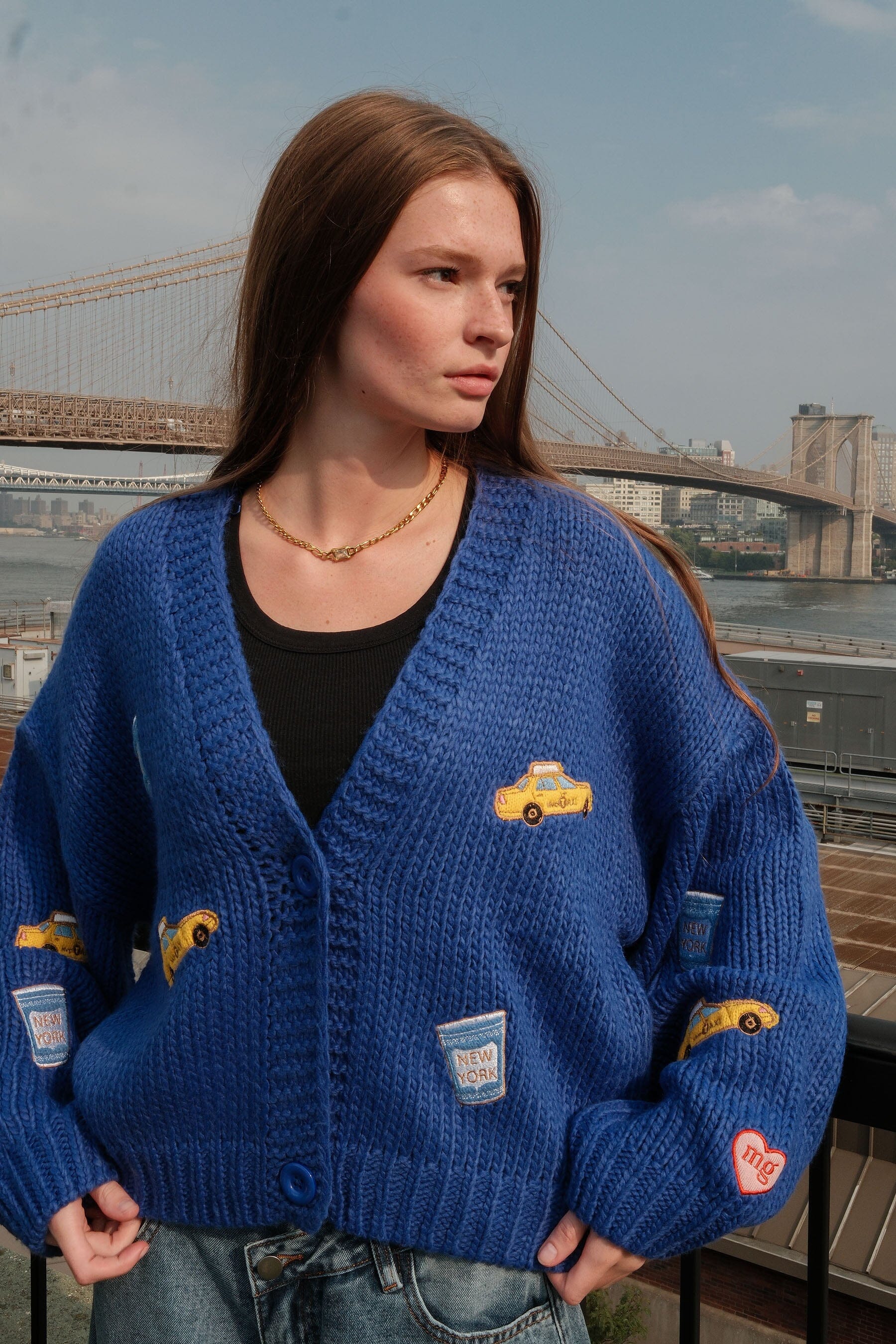 New York City Puff Blue Cardigan | Shop Now | Mure + Grand