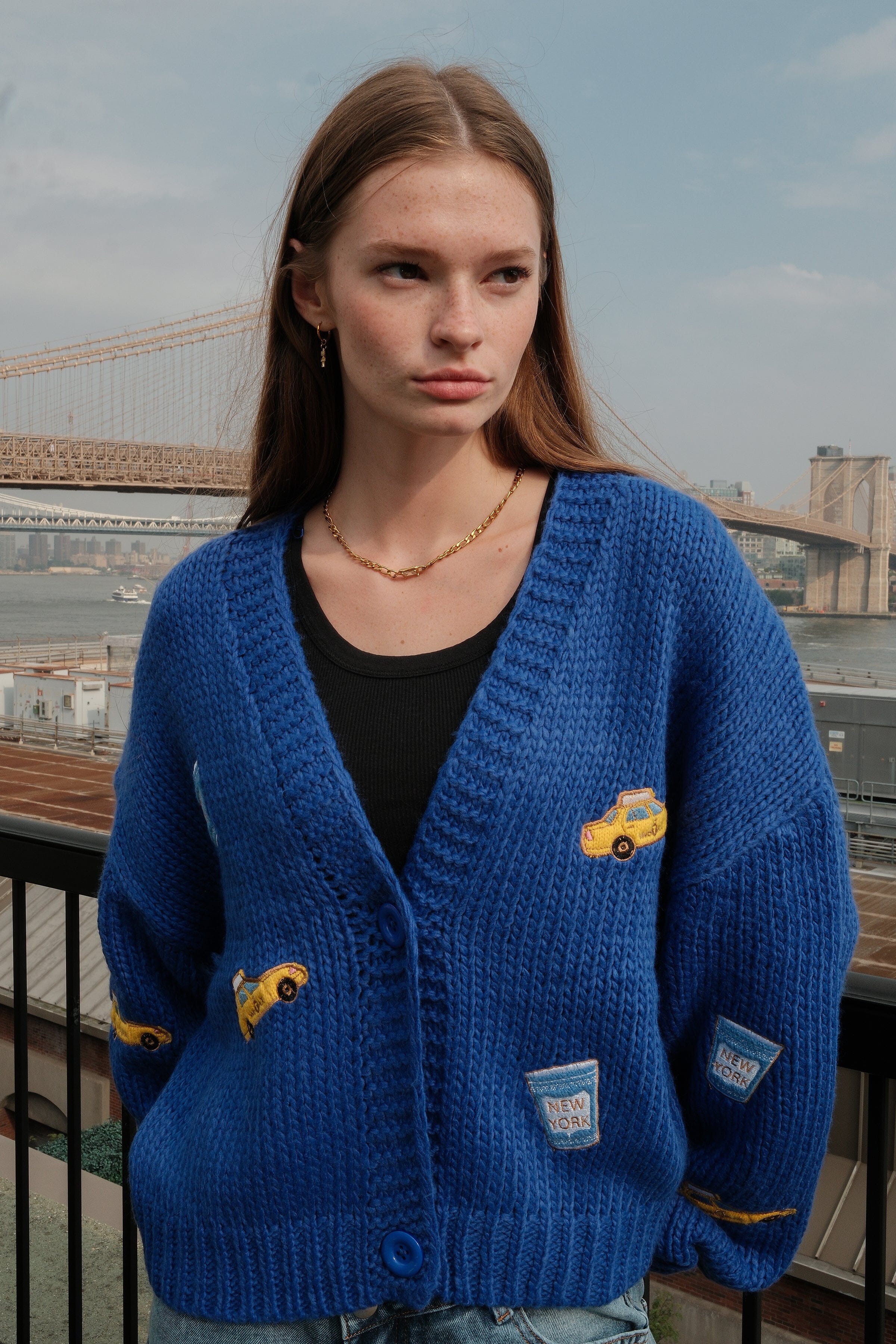 New York City Puff Blue Cardigan | Shop Now | Mure + Grand