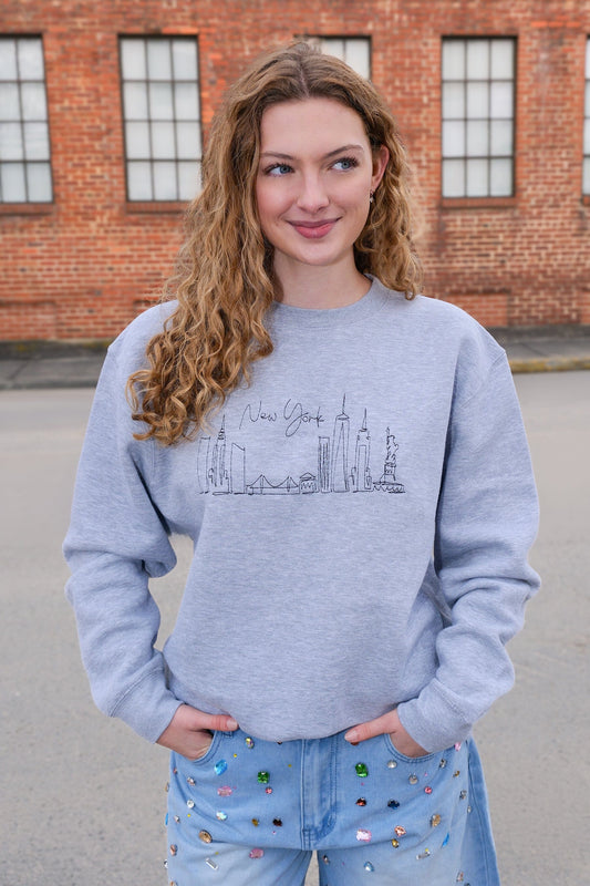 New York Skyline Grey Embroidered Sweatshirt mure + grand 