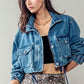 Nida Cropped Drawstring Denim Jacket Clothing Urban Daizy 
