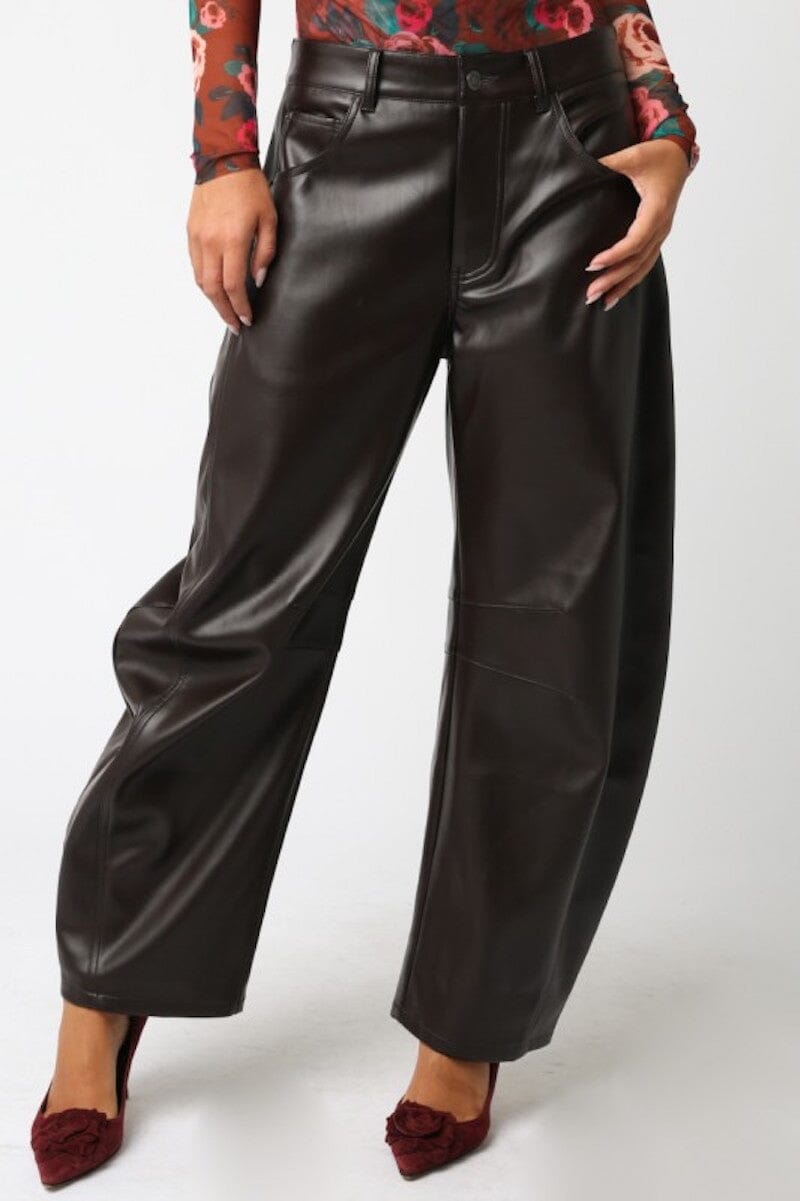 Nova Vegan Leather Pants Clothing Oliviaceaous Dark Chocolate S 