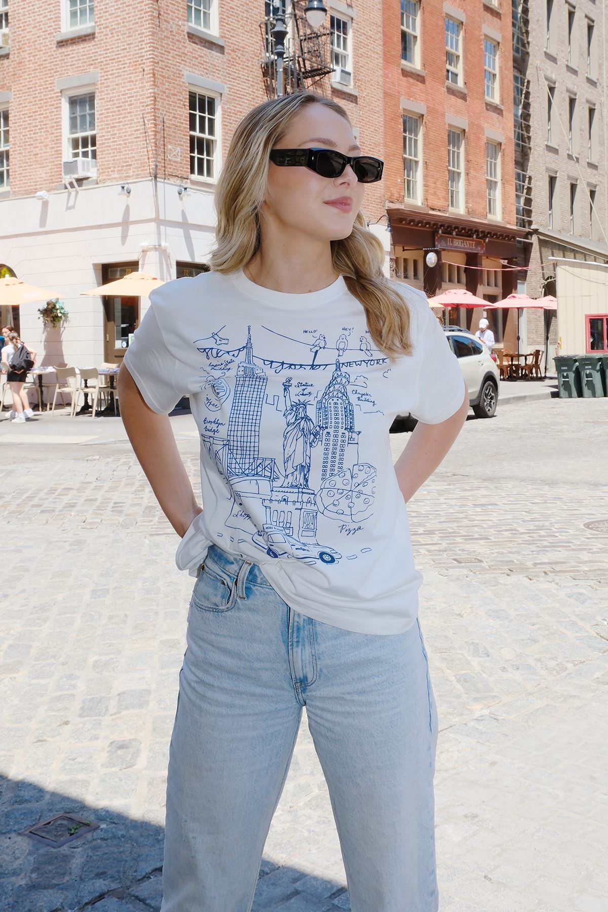 NY Illustration Blue Graphic T-shirt t-shirt mure + grand 