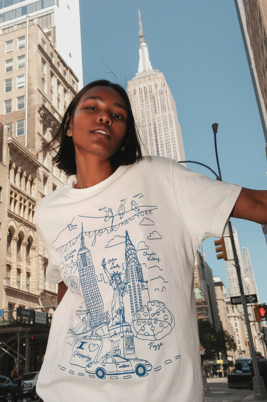 NY Illustration Blue Lines Graphic T-shirt t-shirt mure + grand 