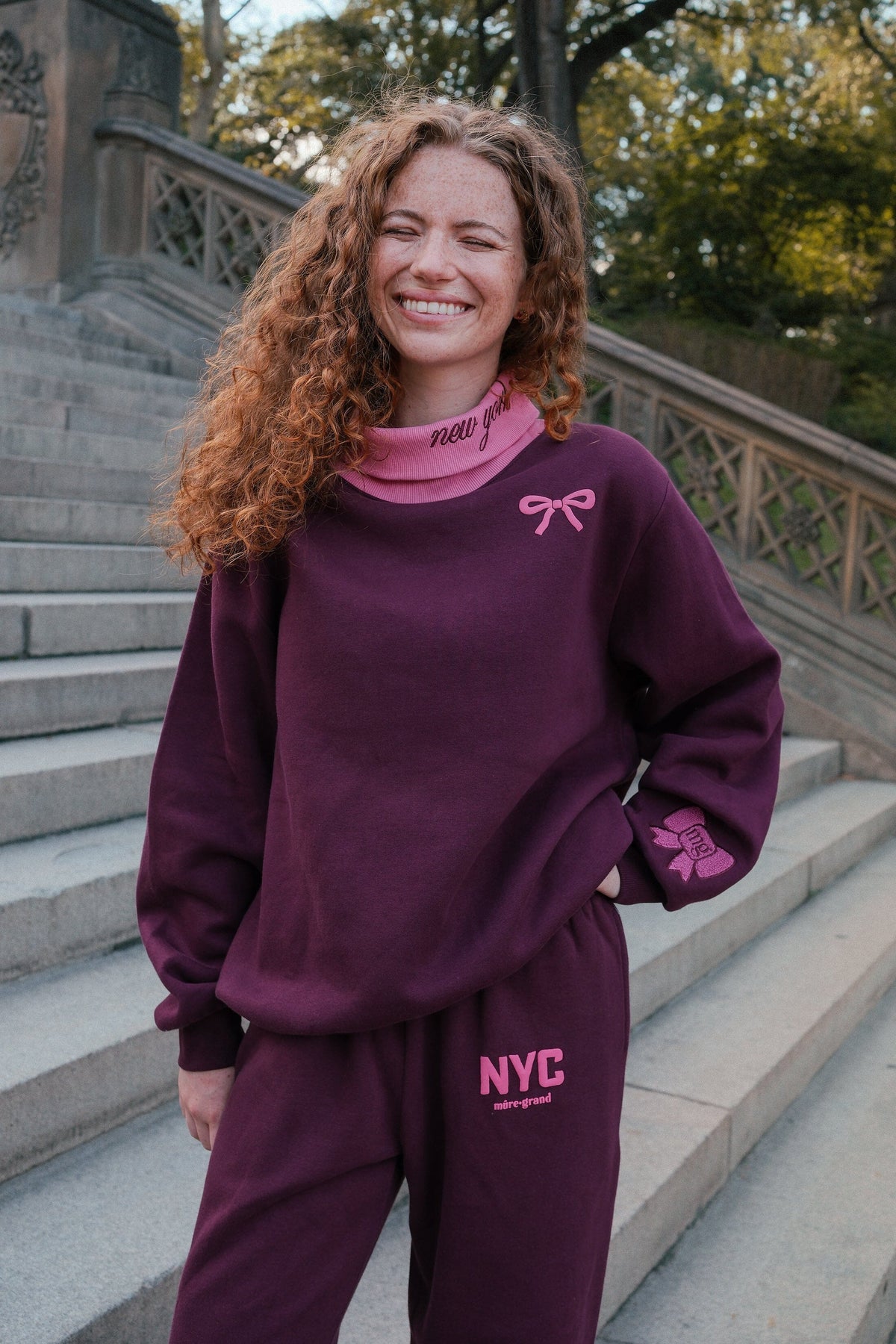 NYC Cherry Wide Leg Sweatpants Clothing mure + grand 
