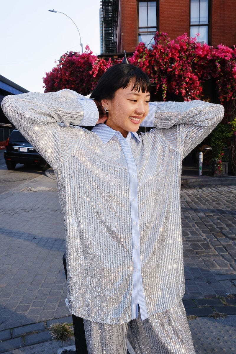 Oaklynn Sparkle Botton Down Top Clothing mure + grand 
