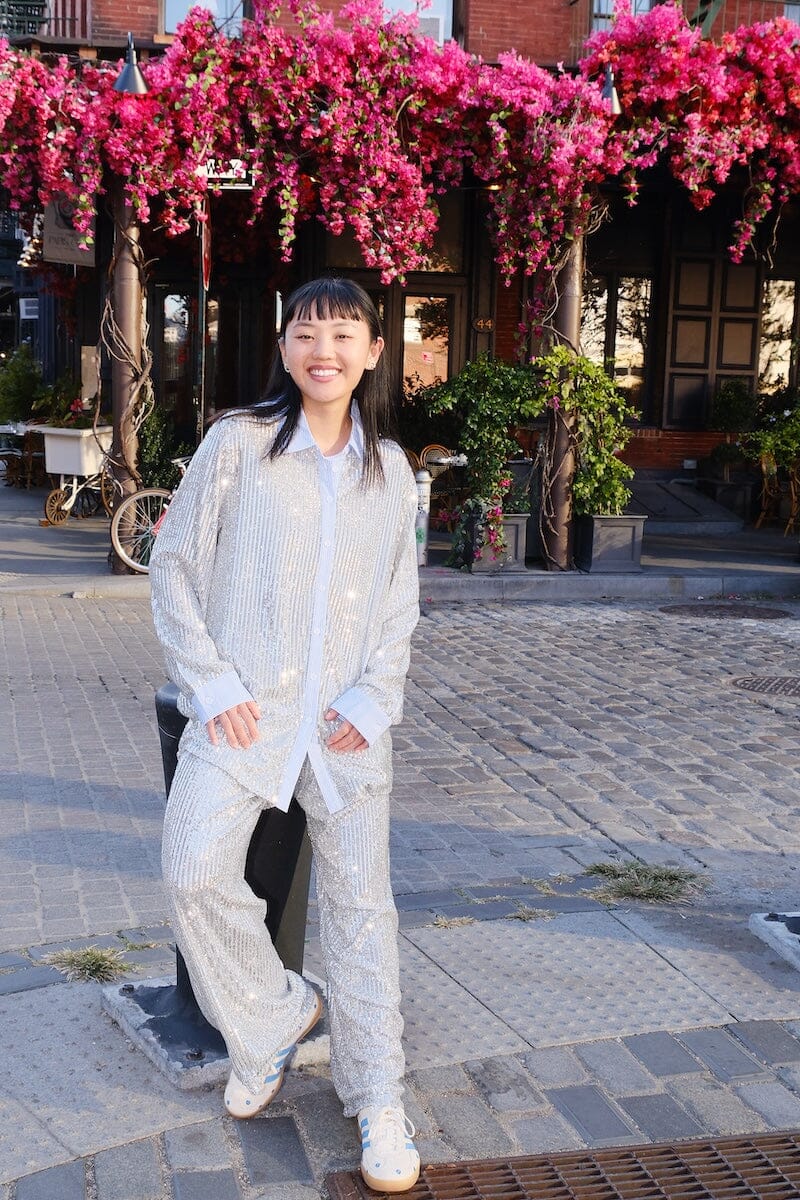 Oaklynn Sparkle Botton Down Top Clothing mure + grand 