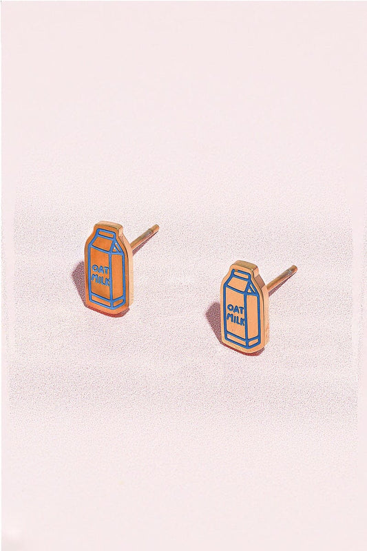 Oat Milk Enamel Charm Stud Earrings Earrings mure + grand